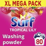 Surf Tropical Lily Washing Powder joy-infused fragrance with natural essential oil lasting up to 12 hours in wear for brilliantly clean laundry every time 80 washes 4 kg