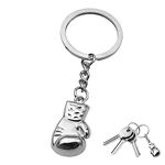 Boxing Keyring - Metal Boxing Boxing Keyring Sport Boxing Heavy Duty Anti-Rust Fitness Keyring , Silver, 1