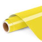 Permanent Vinyl for Cricut, 12"x4ft Yellow Self Adhesive Vinyl Roll for Cricut and Silhouette Cameo, Yellow Vinyl for Party Decoration, Window Stickers, Home Decor