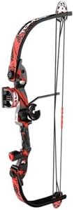 Barnett Tomcat Youth Compound Bow, Right-Handed Bow for Young Archers 8+, 17-22lb Draw Weight, 18-22in Draw Length, with 3 Pin Fiber Optic Sight, 2 Arrows, Attached Quiver, Red