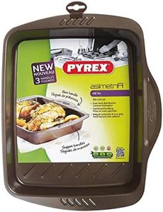 Pyrex Asimetria Non-stick Rectangular Roasting Pan, Brown, 30cm x 24cm