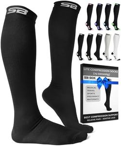 SB SOX Lite Compression Socks for Men & Women (15-20mmHg) – Best Compression Socks for Travel, Sports, and Daily Wear - XXL Sizes too! (Solid Black, L/XL)