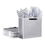 SHIPKEY 12 Pack Silver Gift Bags wi