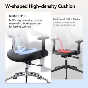 SIHOO Ergonomic Office Chair – Adjustable Headrest, Lumbar Support, High Back, Black