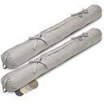 Beautissu 2x Draught Excluder 10x90cm Viento – Draft Excluder for Doors – Window Draft Stopper with 2 Ribbons Door Sausage Draught Stopper for Window & Door – Large Draft Excluder Grey