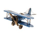 MYADDICTION Vintage Metal Airplane Model Biplane Military Aircraft Home Decor Toy Blue