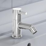 Plantex Pure Brass Pillar Cock Water Tap with Teflon Tape/Tabletop Basin Tap with 7 Year Warranty (ICO-903 Chrome)