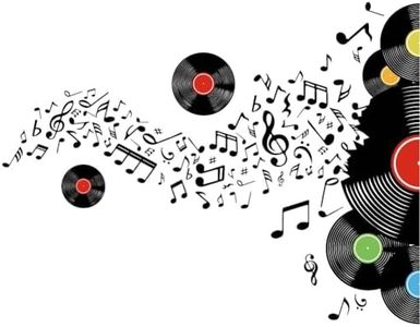 SUPERDANT Records Notes Stickers Muraux Notation Musicale avec Disque Stickers Muraux Marque Musicale Vinyle Wall Sticker Dj Wall Art Musique Mur Art Profiter de la Musique Décoration Murale