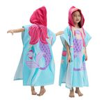 Kids Beach Pool Bath Hooded Poncho Towel,BANGSAUR 100% Cotton Surf Changing Towels Wrap, Baby Toddler Girl Boys 3-12 Years (Purple Mermaid,3-4Years/Height:33"-43";85-110cm)