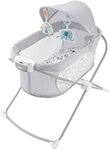 Fisher-Price Soothing View Projection Bassinet Pacific Pebble, folding portable baby cradle with projection light for newborns and infants, GWD36