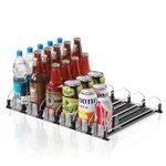 JUNMEI Drink Organizer for Fridge,12oz 16oz 20oz - Soda Can Dispenser for Refrigerator,Width Adjustable,Automatic Pusher Glide,15"D,Black,6 ROW,Holds 30 Bottles