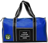 Custom Non-Woven Duffle Bags Set of 12, Personalized Bulk Pack - Great for Everyday Use, Perfect for Travellers, Athletes, Fitness Fanatics - Blue