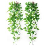 Mocoosy 2 Pack Artificial Hanging Plants with Baskets, Fake Hanging Ivy Vine Wall Hanging Plants Greenery for Home Garden Room Wedding Decorations