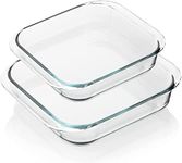 Shopiable Store Borosilicate Glass Baking Dish Square Baking Tray for Oven, Cooking, Kitchen, Cake Dinner, Banquet Set of 2 (1100 ML,1800 ML)