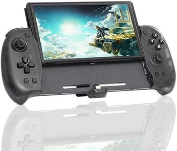 ECHZOVE Nintendo Switch OLED Controller Grip, Switch Handheld Controller with Turbo Function, Gravity Sensing of Six-Axis Gyroscope, and Custom Key Function Programming, Double Motor Vibration - Black