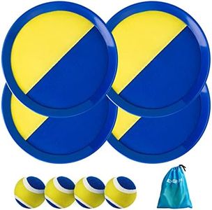 EVERICH TOY Beach Toys Outside Toys for Kids ages 4-8-Lawn Game Ball Catch Games Paddle Toss-Upgraded Version Outdoor Games Sand toys for Kids/Family Boys and Girls Gifts(4 Rackets,4Balls,1 Nylon Bag)