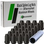 DPAccessories D5246P-2308/24 24 Black 12x1.5 Closed End Spline Tuner Lug Nuts for Aftermarket Wheels Wheel Lug Nut