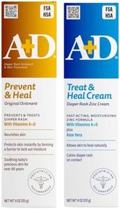 A+D Original Diaper Rash Ointment + Zinc Oxide Diaper Rash Cream 4oz Variety Pack - Prevents & Treats - Moisturizing Skin Protectant With Vitamins A & D