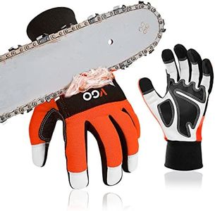 Vgo... 1Pair Chainsaw Gloves, 12-Layer Chainsaw Protection on Both Hands Back, Safety leather Work Gloves, Mechanic Gloves(GA9810CS,S,Orange)