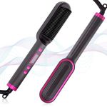 Hair Straightener Brush, Hair Straighteners for Women, Hot Brush for Women, Adjustable Temperature & Anti-Scald, Girl's Gift, Hair Tools for Styling (Purple)