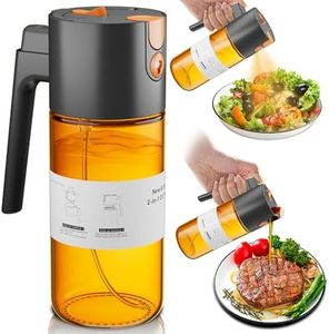 LAKUMIQI Oil Sprayer for Cooking, Glass Olive Oil Dispenser Bottle, 500ml/16oz Olive Oil Sprayer, 2 in 1 Even Spray with Portion Control for Kitchen, Air Fryer, BBQ, Baking, Thanksgiving & Halloween