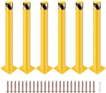 Garveetech Safety Bollard Post, 30" x 4.5" Removable Steel Bollard, Bolt Down Parking Bollards, Yellow