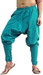 SARJANA HANDICRAFTS Mens Womens Cotton Churidar Pockets Harem Pants Yoga Pajama Ethnic Trouser, Turquoise, One Size