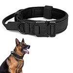 Periflowin Tactical Dog Collar with Handle - Military Dog Collars Adjustable Training Collar Premium Nylon Dog Collar and Heavy Duty Metal Buckle Collar for Medium Large Dogs (XL)…