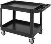 Service Cart 2-Shelf, Storage Handle, 500 lbs Capacity, for Warehouse/Garage/Cleaning/Manufacturing，45"X25" Gray