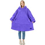 Catalonia Classy Hoodie Blanket with Zipper,Oversized Wearable Blanket Giant Sweatshirt with Large Front Pocket,Cozy and Warm Gift Faux Shearling Pullover,One Size Fits All -Adults,Men&Women,Purple