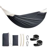 Chihee Cotton Hammock Large Soft Breathable Camping Hammock Holds Up to 660lbs Robust Tree Hammock with Detachable Spreader Bar Pillow 2 Strong Webbings 2 Carabiners Patio Garden Indoor Outdoor