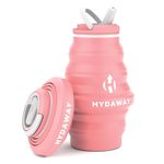HYDAWAY Collapsible Water Bottle - 17oz I Reusable Water Bottles with Flip Top Lid for Travel, Hiking, Backpacking I Portable & Leakproof, Food-Grade Silicone, BPA Free, Collapse to 1.5”