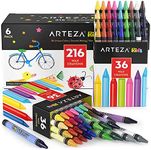 Arteza Kids Toddler Crayons, Bulk 216 Count, 6 Packs of 36 Vivid Wax Colors, Regular Size