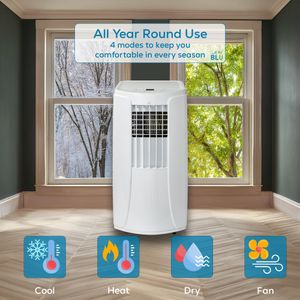 BLU12 12,000 BTU Portable Air Conditioner – Heat, Cool, Dehumidify, Remote, for Rooms up to 30m²