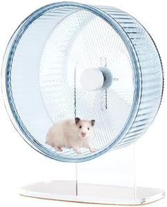 Super-Silent Hamster Exercise Wheel: Silent Spin Toys Hamster Running Wheels with Height Adjustable Stand for Hamsters Gerbils Mice Or Other Small Animals -8.5inch Blue