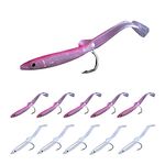 10 Pcs Sea Eel False Fishing Baits Soft Plastic Sea Eel Lures Artificial Small Eel Lure Baits with Hooks for Saltwater and Freshwater