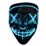 Chengsuwei Scary Halloween Mask, LED Light Up Party Masks, DJ Party Great Funny Masks, Festival Cosplay Costume Supplies Glow in Dark, With 3 Lighting Modes of Control for Men Women (Dark Bule)