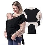 Momcozy Baby Wrap Carrier Slings, Infant Carrier Slings for Newborn up to 50 lbs, Baby Wrap Adjustable for Adult Fits Sizes XXS-XXL, Easy to Wear Baby Carriers, Ergonomic Front Facing/Back, Black