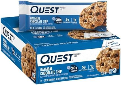 Quest Nutrition Oatmeal Chocolate Chip Protein Bar, High Protein, High Fibre, Low Sugar, Keto Friendly, 20g Protein, 1g Sugar, 12ct