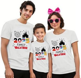 Family Matching Outfits 2025 Magical Kingdom Family Graphic Tee Cruise Trip Summer Vacation Travel Tops White