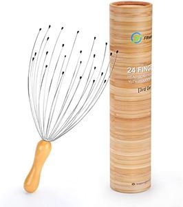FREATECH Araignée de Massage Tete avec 24 Doigts - Manche Ergonomique en Bois, Masseur Tete Gratte pour Relaxation Profonde, Soulagement du Stress, Massage Cuir Chevelu et Stimulation Cheveux