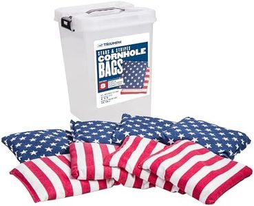 Triumph Patriotic Stars and Stripes 16 oz. Cornhole Bags - Includes 8 Duck Cloth Cornhole Bags and Storage Tub