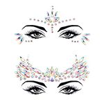 Face Jewels Sticker, 2 Pieces Acrylic Rhinestone Rave Gems Glitter for Music Festivals, Parties, Gatherings a Temporary Tattoo Decorated