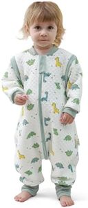 MIKAFEN Saco de Dormir para bebé con pies, 2.0 TOG, 100% algodón, Saco de Dormir para niños Durante Todo el año, con Mangas extraíbles, Saco de Dormir con Pipas, Dinosaurio 4-5 años