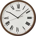 SEIKO Elegant Round Brown Plastic Analog Home Decor Roman Figure Wall Clock with Sweep Movement (Size: 30.5 x 4.5 x 30.5 CM | Weight: 670 grm | Color: Brown)