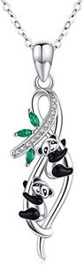 Panda Necklace for Women Girls 925 Sterling Silver Cute Panda Jewelry Bamboo Pendant Panda Graduation Gifts, Cubic Zirconia