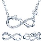 Yumilok Infinity Dragon Jewelry Set, 925 Sterling Silver Earrings Necklace for Women