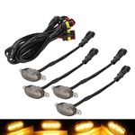 AUTO MT 4 Pieces LED Smoked LED Lens Front Grille Running Light Universal for car (4PC Orange LED Grille Lights)