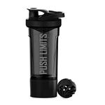 Artoid Mode 24oz Inspirational Fitness Workout Protein Sports Shaker Bottle, Dual Mixing Technology with Shaker Balls & Mixing Grids Included, Twist and Lock Protein Box Storage Included