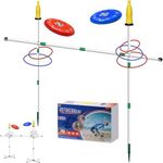 SETOXYX Outdoor 4 in 1 Flying Disc Game Set - Bottle Drop & Ring Toss Game - Limbo and Jump Game - Outdoor Game Set for Lawn Beach Camping with Friends Family Kids Dog,Birthday Gift for Boys Girls